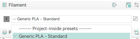 Project-inside filament presets