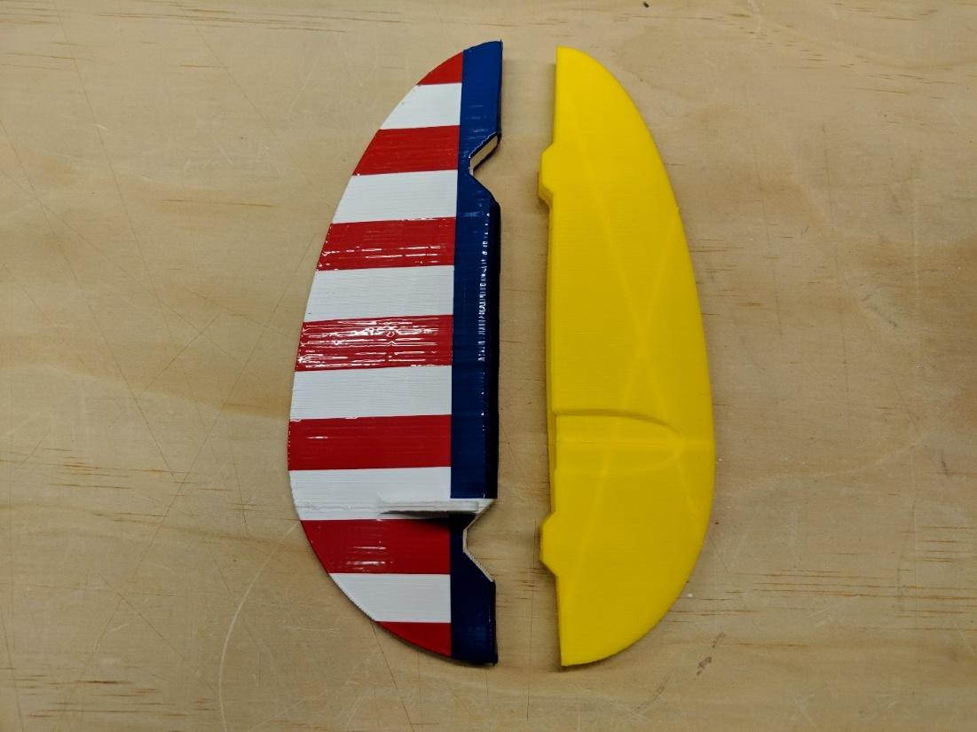 Rudder and vertical tail sections joined