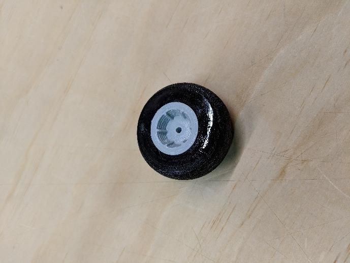 Hub halves glued inside the nose tire