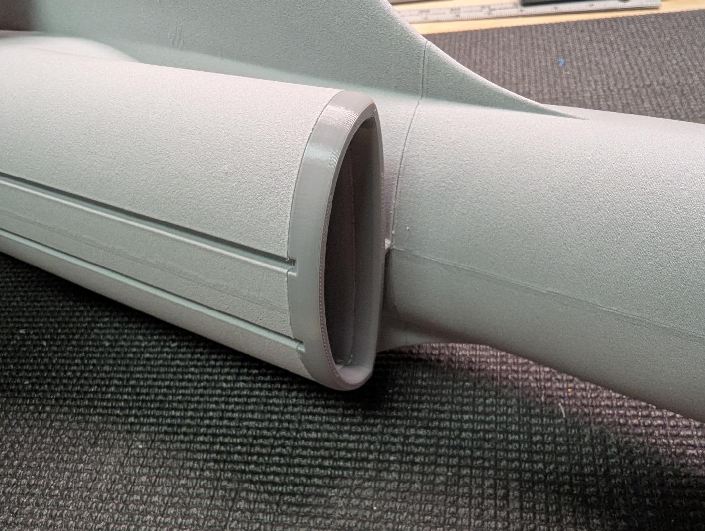 Inlet lip and belly rails attached