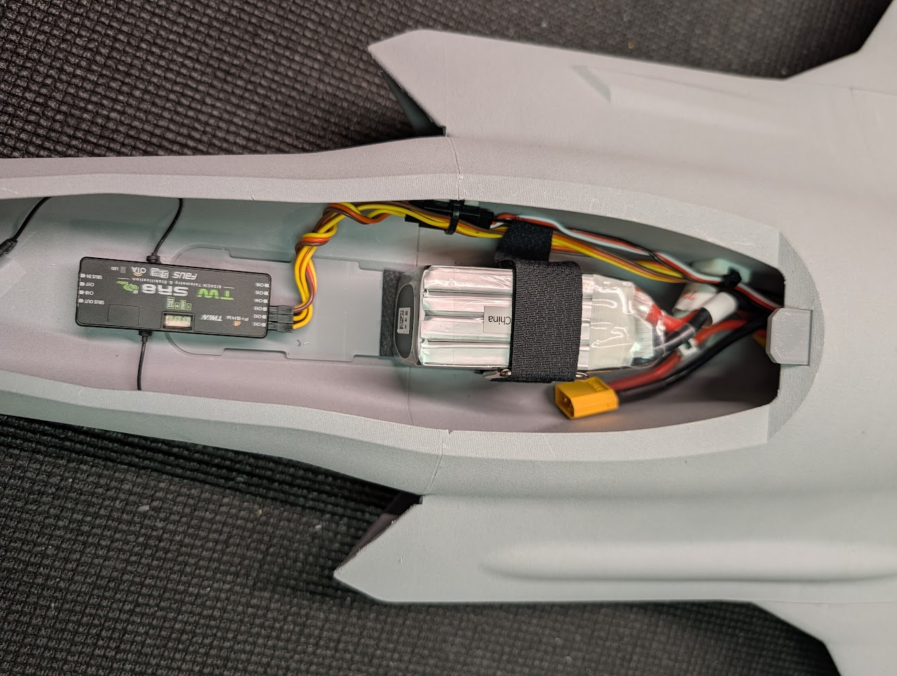 Battery tray glued into the cabin