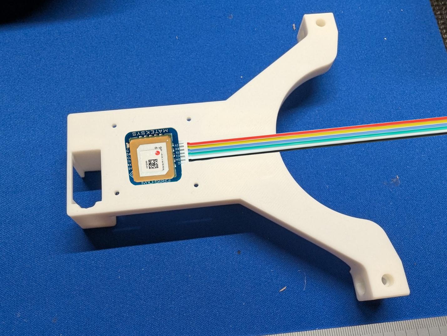 GPS module attached to the nose gear mount