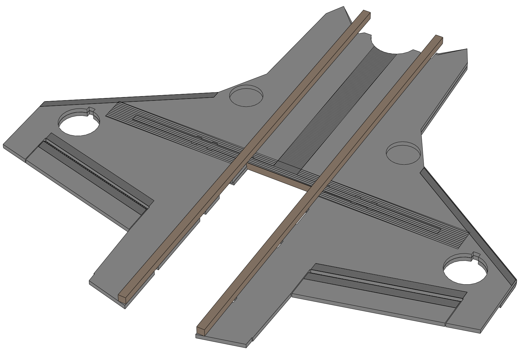 Fuselage spars glued to the wing underside
