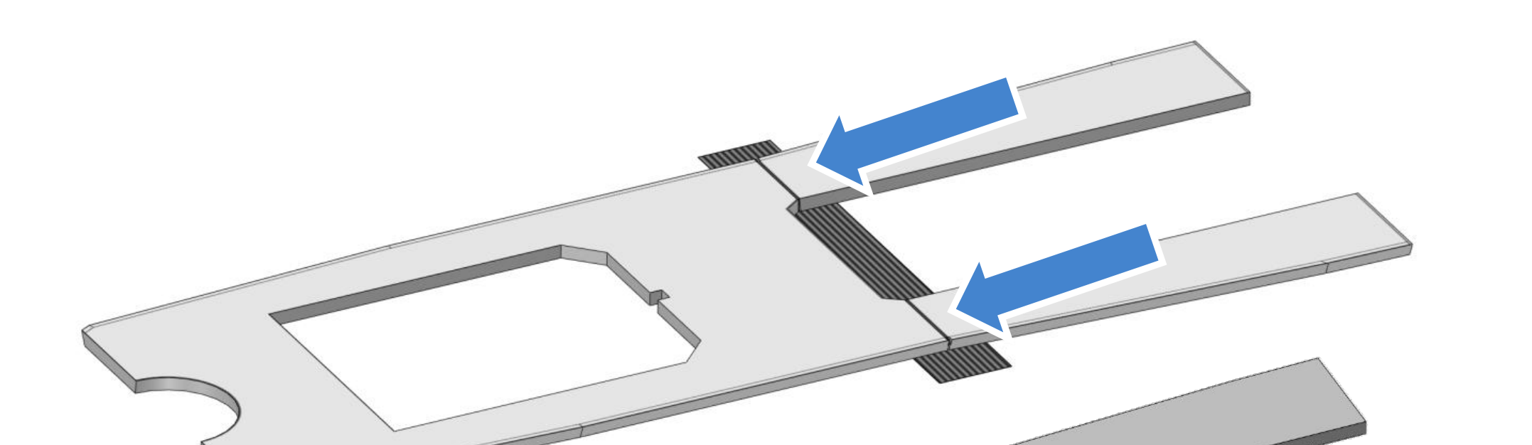 Tape applied opposite the template lines