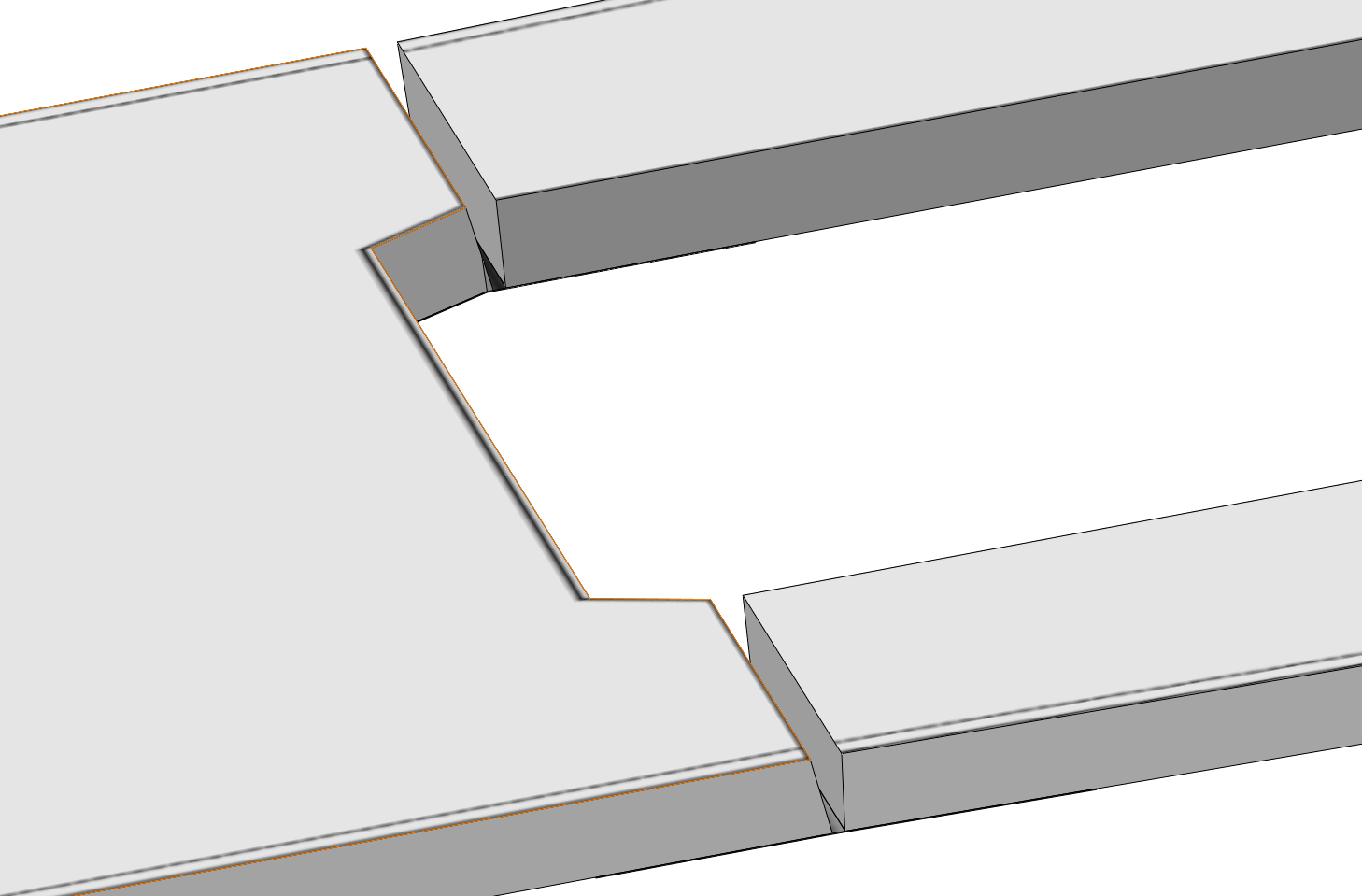 Small bevel cut on the template side