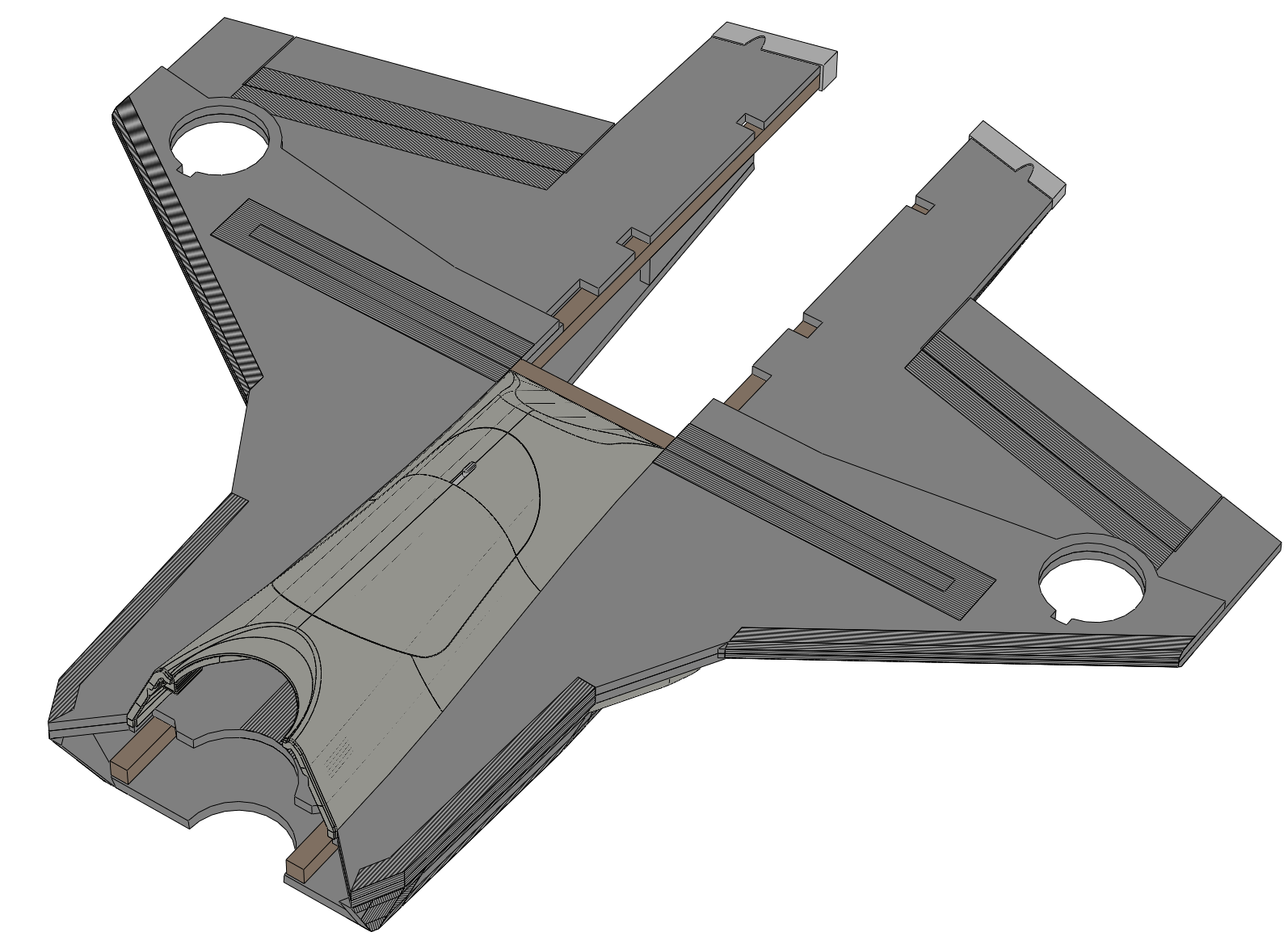 Upper fuselage glued onto the wing