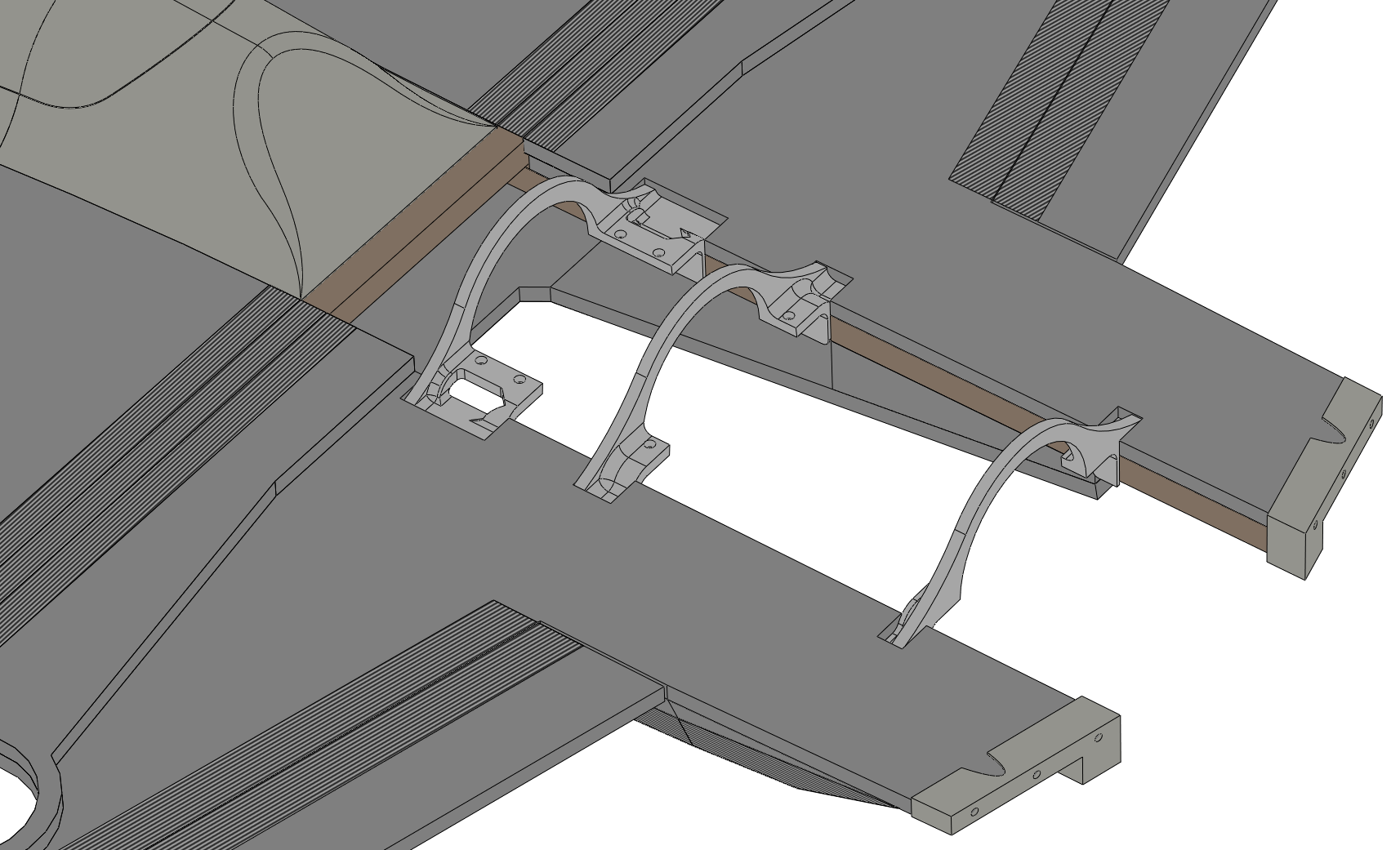 3BSM mounts and aft brace glued on