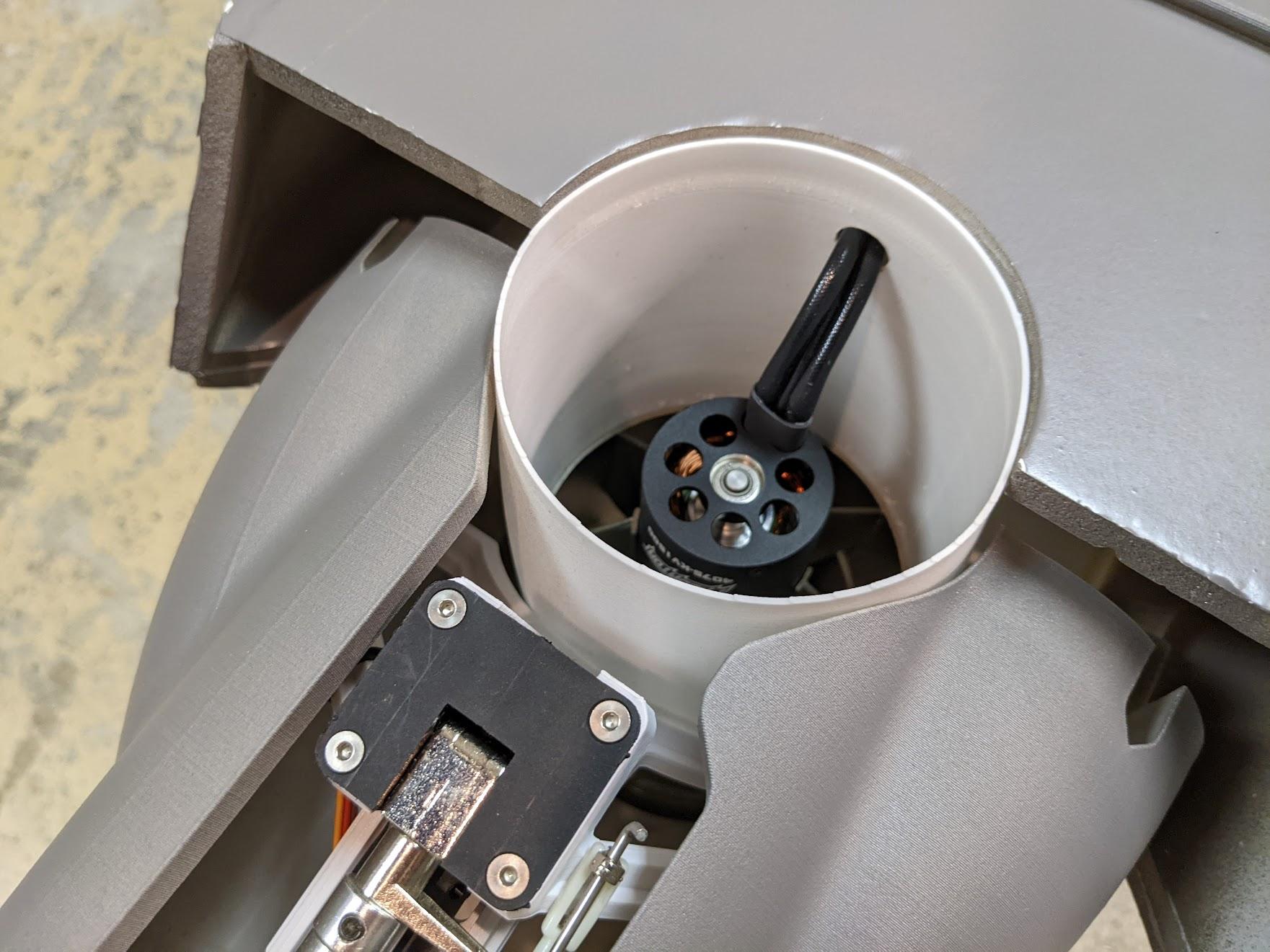 Hole cut for the lift fan wires