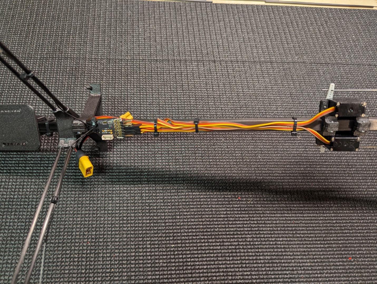 Receiver, antennas, and servo leads secured