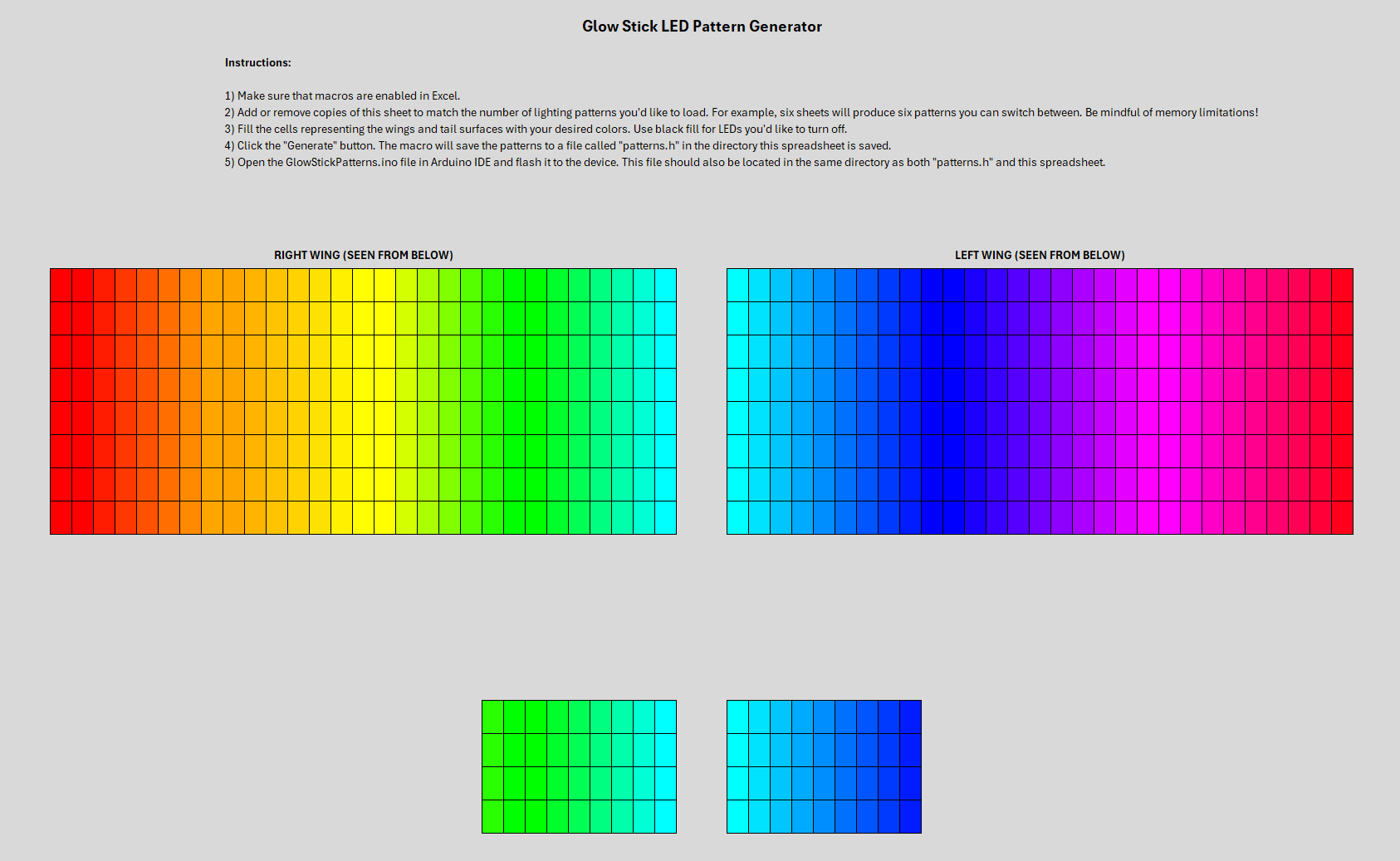 Excel template for creating lighting patterns