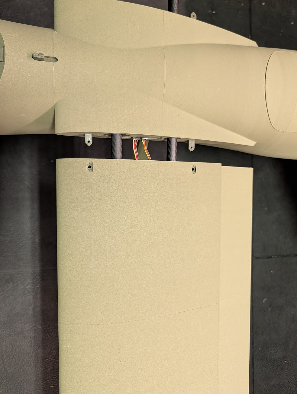 Wing panels slid onto the spar tube