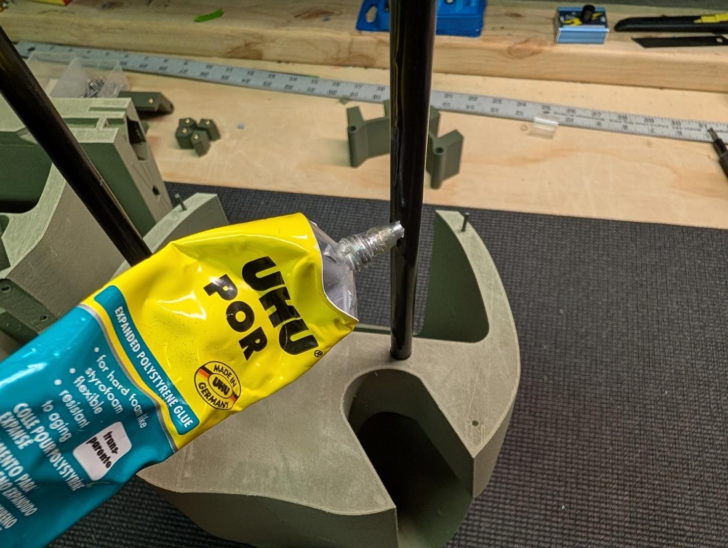 Adhesive applied to the tubes