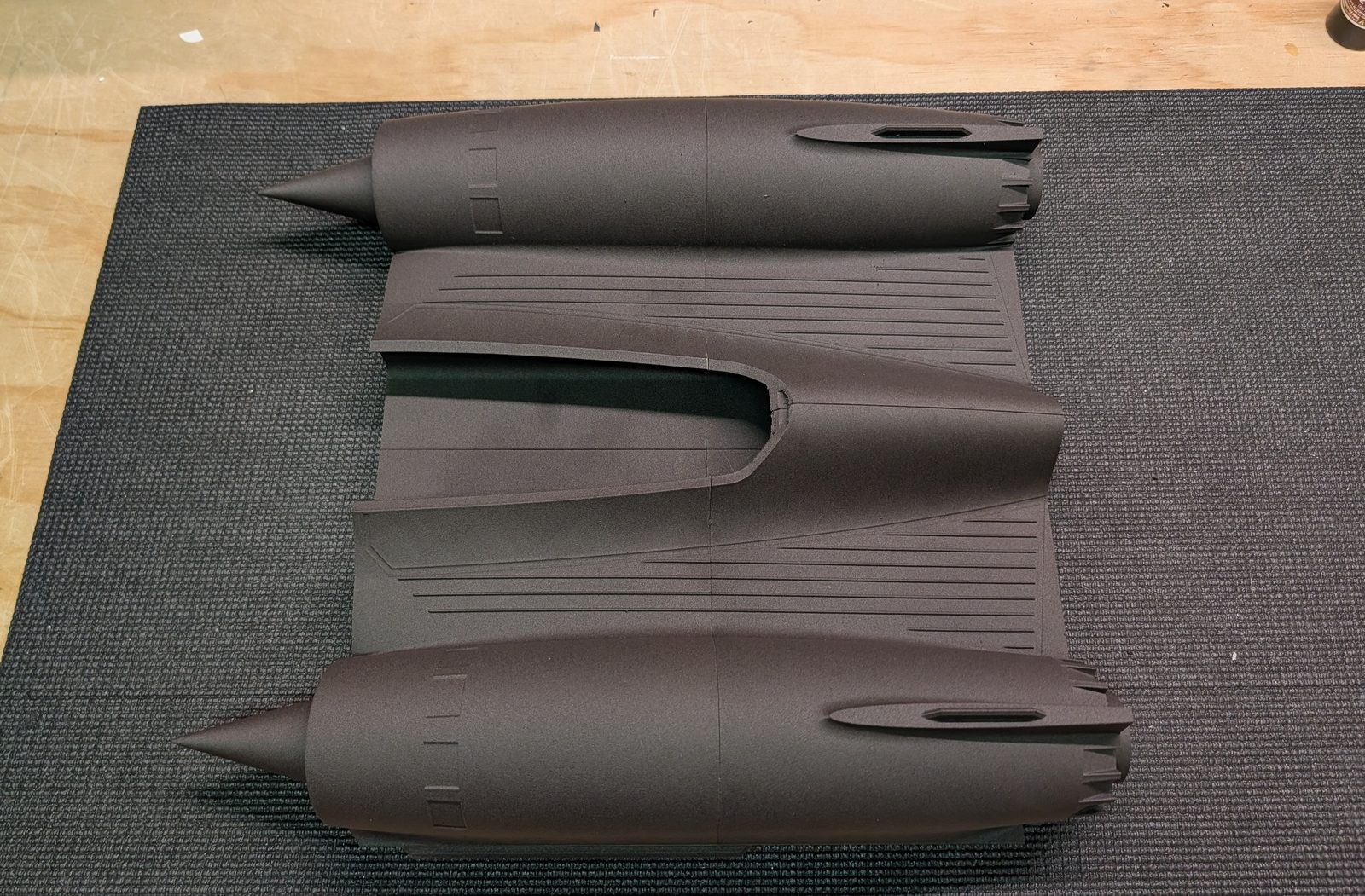 The left and right fuselage halves joined