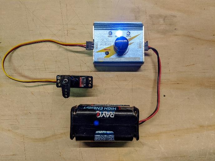 Ruddervator servo centered with control arm