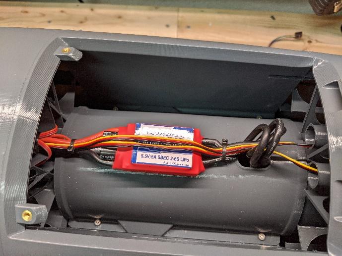 Wiring secured in the EDF bay with cable ties