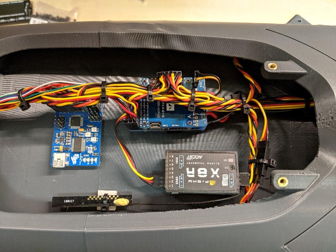 Flight controller and receiver arranged in the avionics bay