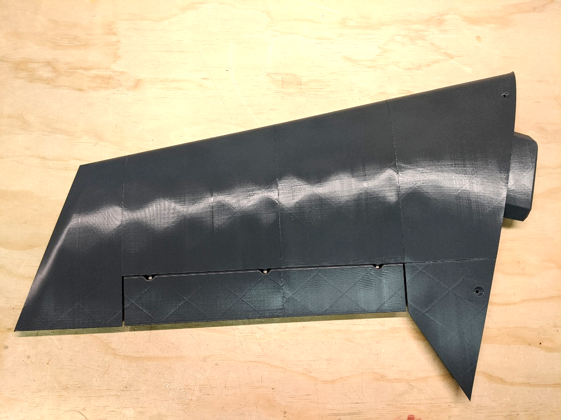 Flaperon installed on its hinge pins