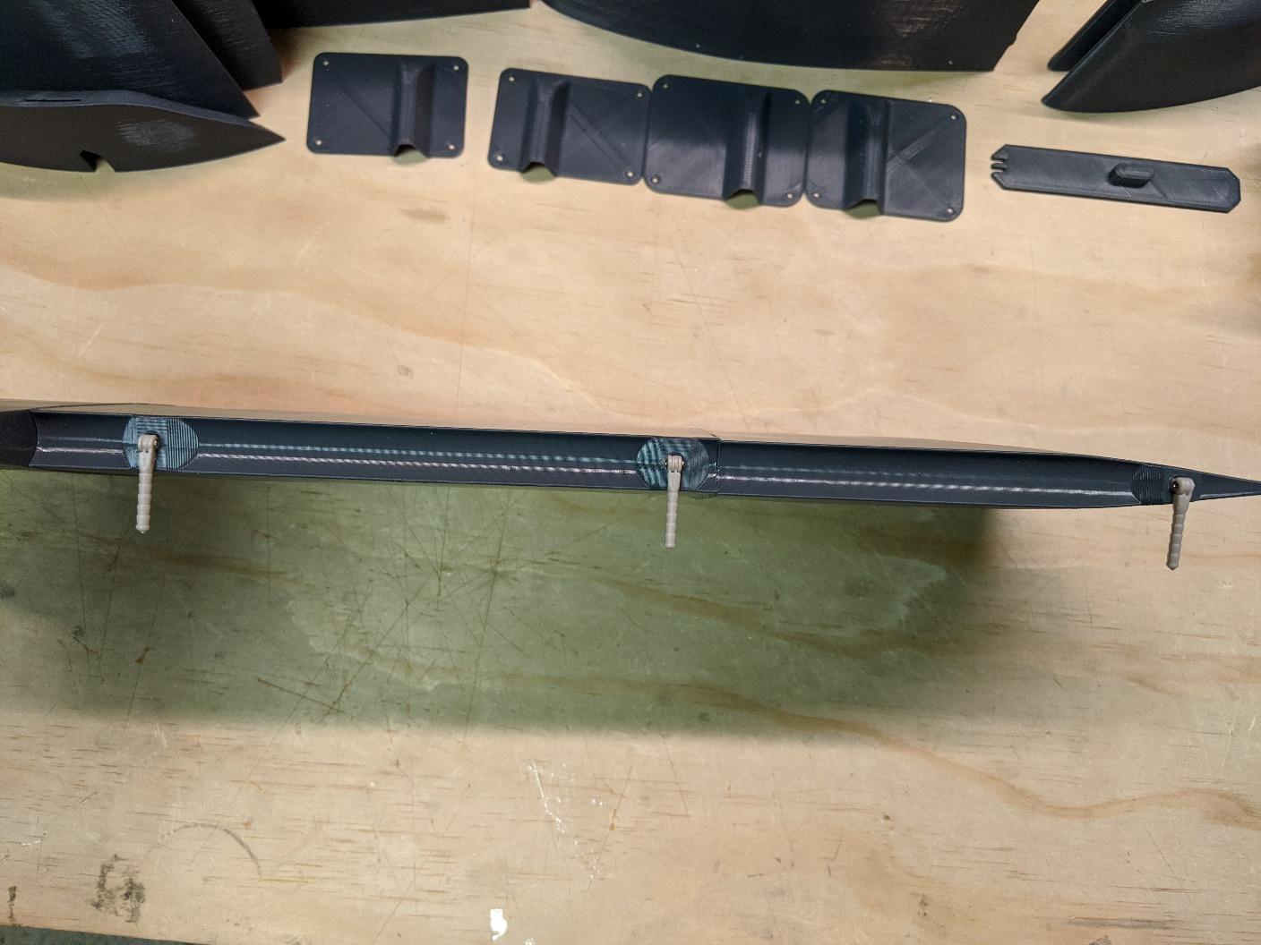 Hinge pins installed in the stabilizer