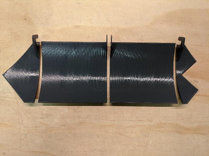 Main gear door sections assembled on the rods